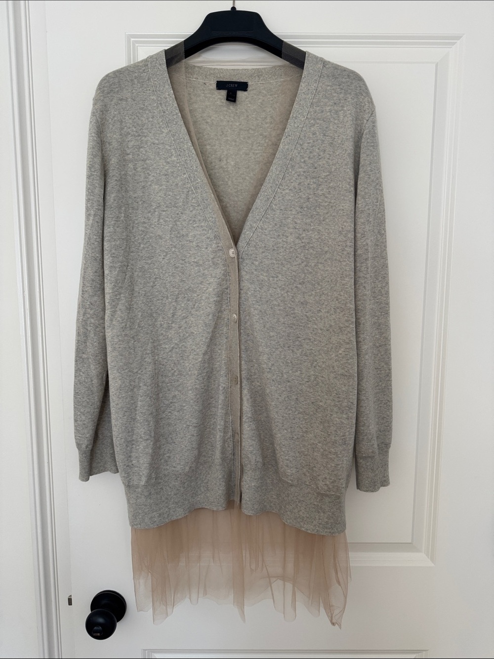 J. Crew vintage tulle hem cardigan sweater